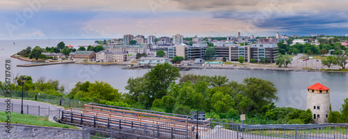 View of Kingston and watch tower of Fort Henry National Historic Site; Kingston, Ontario, Canada