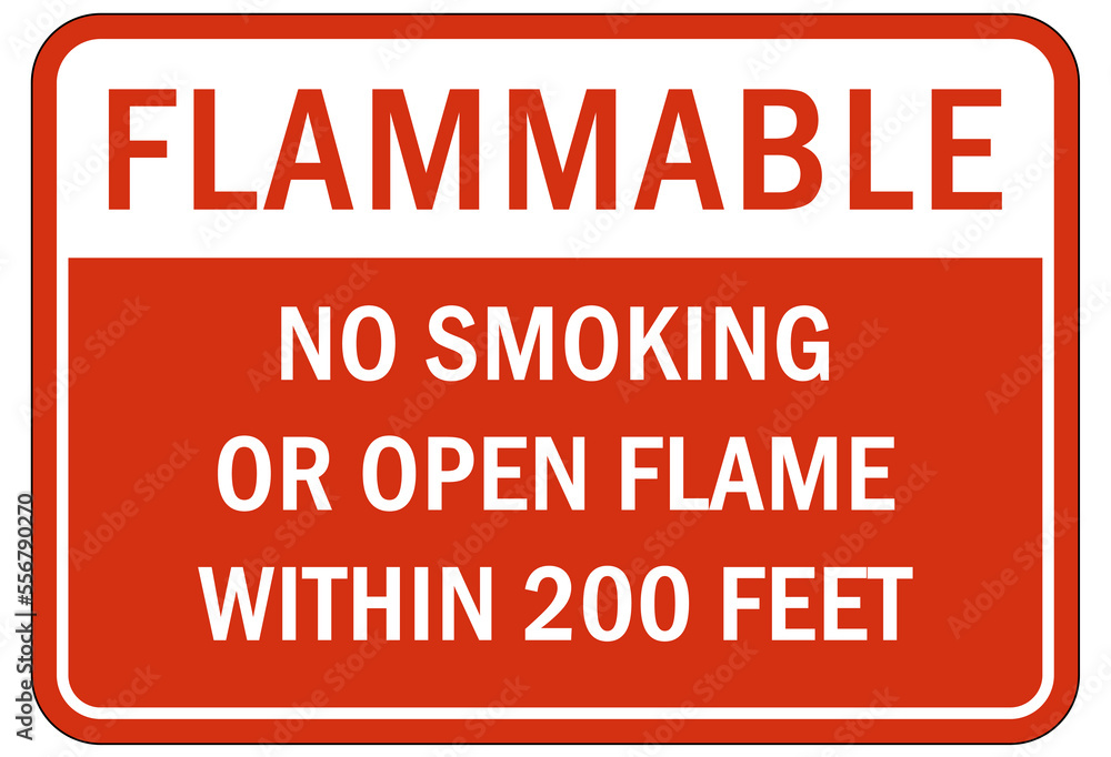 Fire hazard, flammable sign no smoking no matches no open flame Fire hazard, flammable sign no smoking no matches no open flame