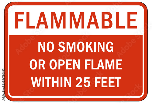 Fire hazard, flammable sign no smoking no matches no open flame