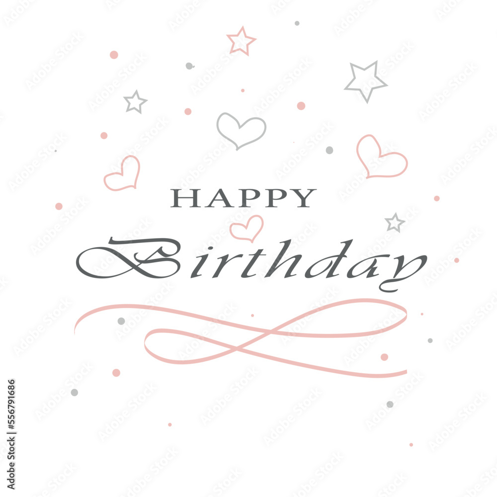 Happy birthday. A beautiful welcome opening. hand lettering
Stars and centers are depicted on a white background