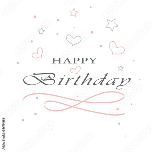 Happy birthday. A beautiful welcome opening. hand lettering
Stars and centers are depicted on a white background