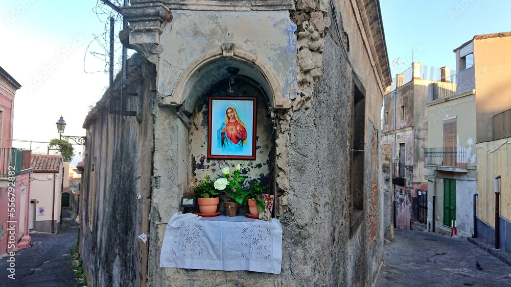 Niche votive, Acireale, province de Catane, Sicile, Italie