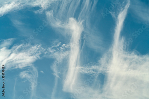 Cirrus clouds in a blue sky; South Shields, Tyne and Wear, England photo