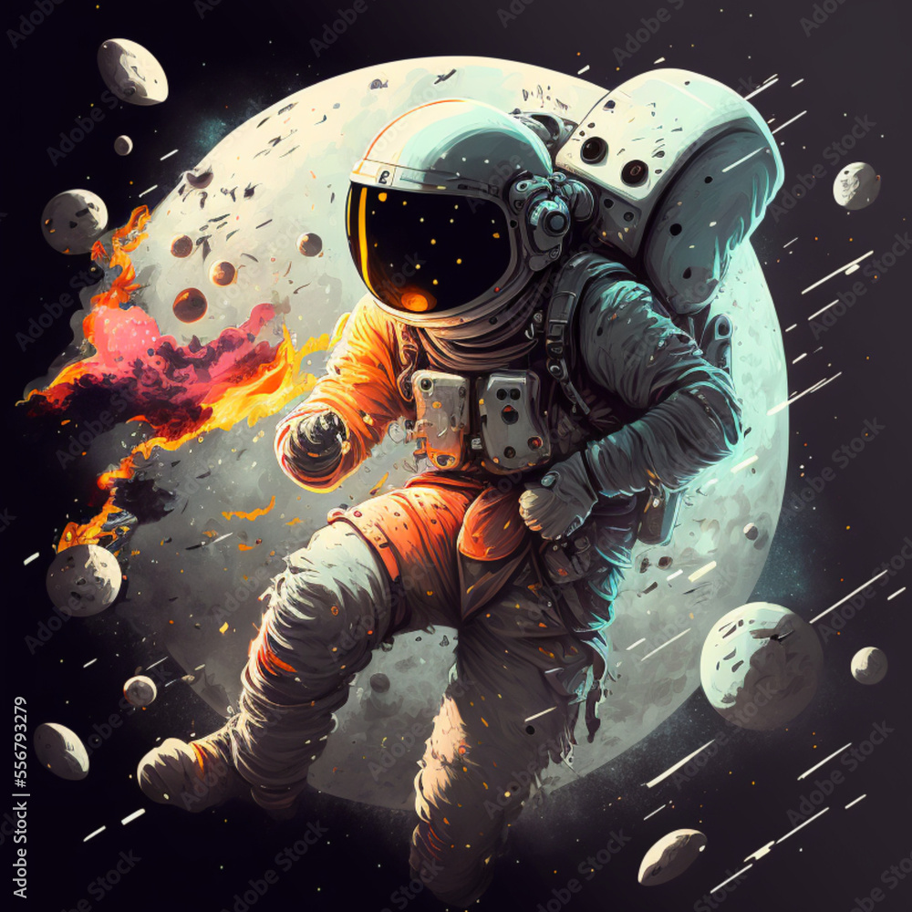 astronautta fighting on the moon
