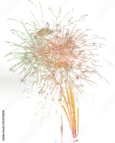 Red green and yellow gold isolated fireworks explosions overlay