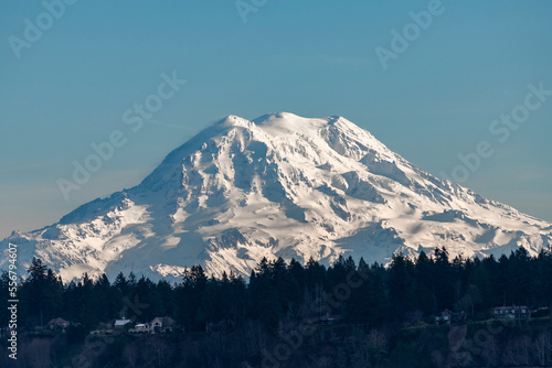 A very clear view of Mount Rainier from Dana Passage, South Puget Sound, Washingon, USA; Washington, United States of America photo