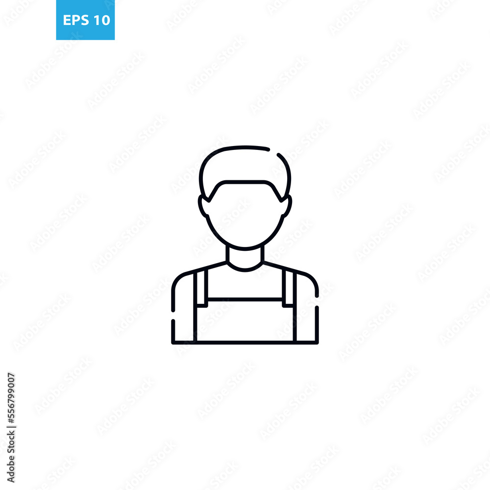 Cleaning service man line icon Vector illustration