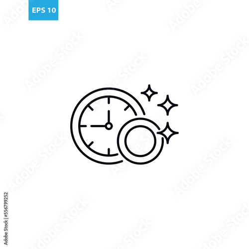 Cleaning dishes with time line icon Vector illustration