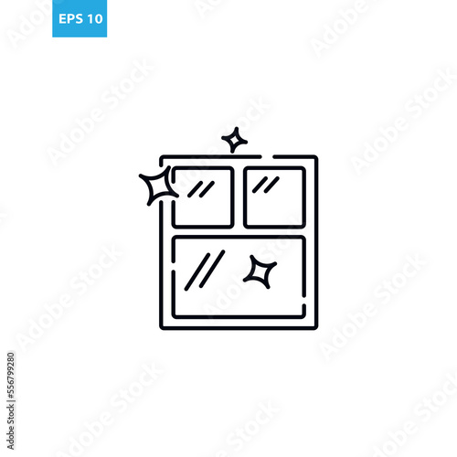 Window cleaning with spray bottle line icon Vector illustration