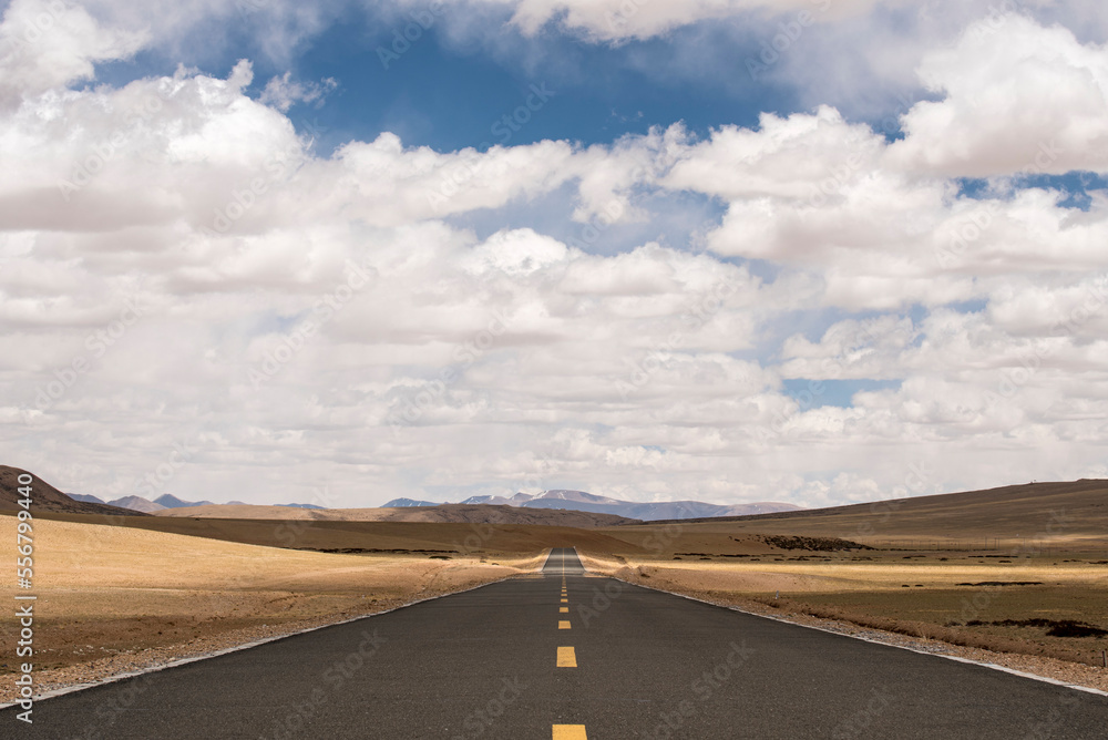 The Trans-Tibetan Highway through the Tibetan Plateau on the road to Kailash; Tibetan Autonomous Region, Tibet The Trans-Tibetan Highway through the Tibetan Plateau on the road to Kailash; Tibetan Autonomous Region, Tibet