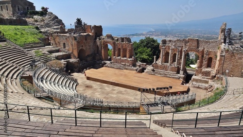 Théâtre gréco-romain de Taormine, province de Messine, Sicile, Italie.

