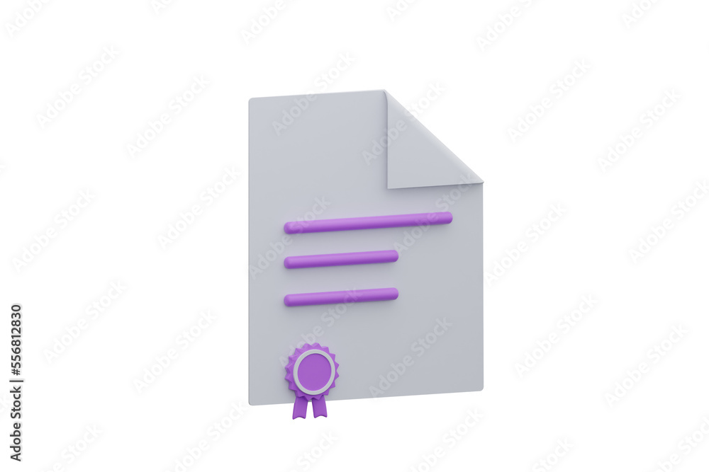 Certificate finance isolate white background. 3d rendering Certificate finance isolate white background. 3d rendering