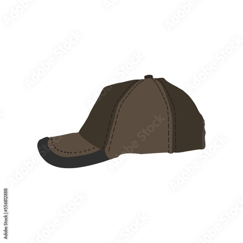The best trendy brown cap, vector illustration in simple color flat design style. Editable graphic resources for many purposes. Baseball cap color icon.