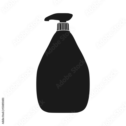 Body wash soap pump bottle black icon, silhouette vector illustration in trendy design style, isolated on white background. Editable perfect graphic resources for many purposes.