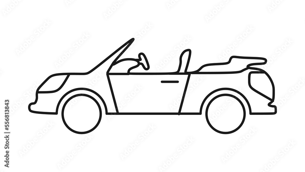 Cabriolet car or open roof car outline icon, vector illustration in trendy design style, isolated on white background. Editable perfect graphic resources for many purposes. Cabriolet car or open roof car outline icon, vector illustration in trendy design style, isolated on white background. Editable perfect graphic resources for many purposes.