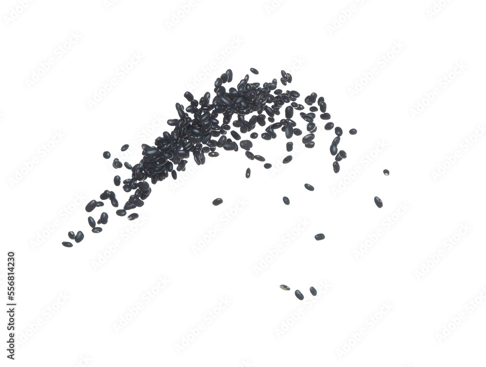 Black Bean flying explosion, black grain beans explode abstract cloud