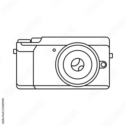 Full frame mirrorless camera icon, outline vector illustration logo template in trendy design style. Editable graphic resources for many purposes.