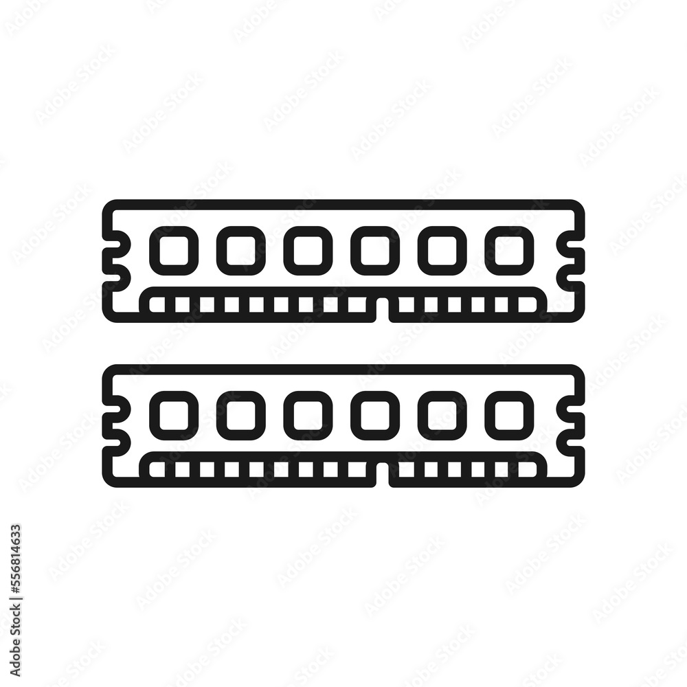 RAM Computer memory outline icon, longdimm cpu RAM vector illustration in simple and trendy design style, isolated on white background. Editable graphic resources for many purposes.
RAM Computer memory outline icon, longdimm cpu RAM vector illustration in simple and trendy design style, isolated on white background. Editable graphic resources for many purposes.