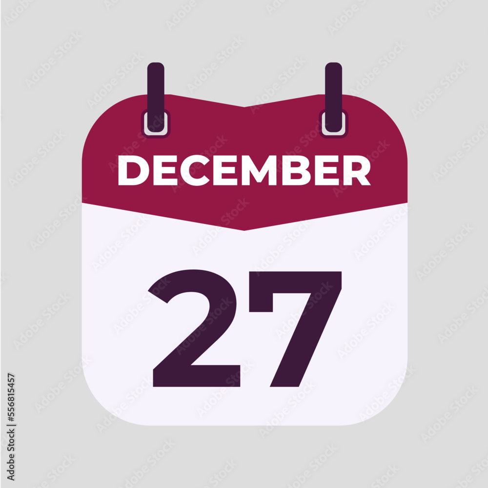 December 27 flat daily spiral calendar icon date vector image in matching color scheme. Suitable and perfect for design material, such as event or reminder. December 27 flat daily spiral calendar icon date vector image in matching color scheme. Suitable and perfect for design material, such as event or reminder.