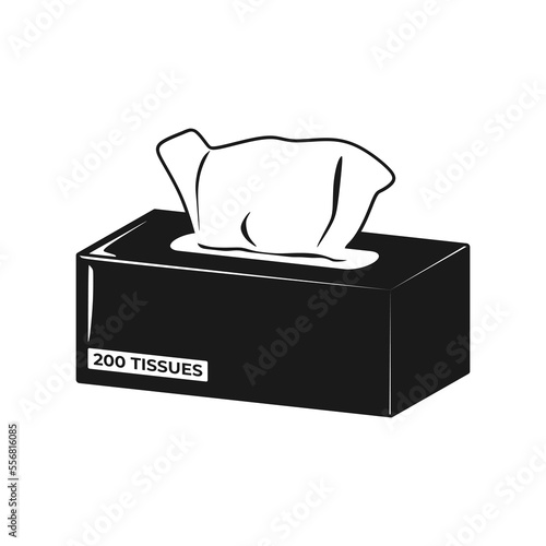 Tissue Box Icon vector illustration in trendy style, with a tissue sheet half pulled out. Real editable vector in trendy design style. Suitable for many purposes.