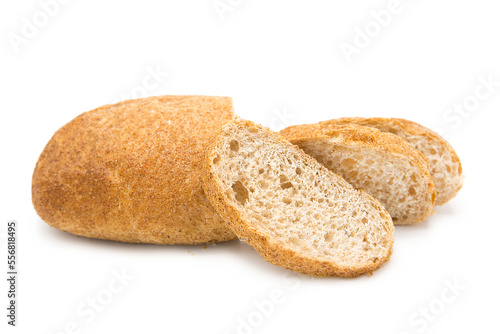 Ciabatta (Italian bread) isolated on a white background. Copy space. 