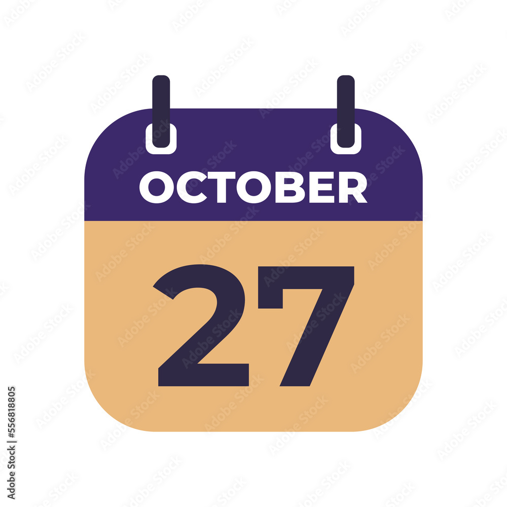 October 27 flat daily spiral calendar icon date vector image in matching color scheme. Suitable and perfect for design material, such as event or reminder. October 27 flat daily spiral calendar icon date vector image in matching color scheme. Suitable and perfect for design material, such as event or reminder.