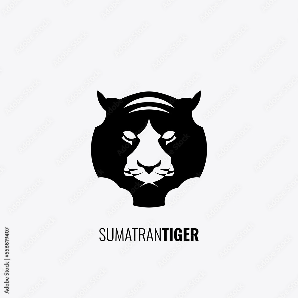 Sumatran Tiger Head logo in trendy design style. Editable and suitable for product or company brand icon templates. Sumatran Tiger Head logo in trendy design style. Editable and suitable for product or company brand icon templates.