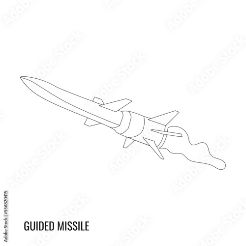 Hypersonic Missile Prototype outline vector. Illustration of modern guided missile. Suitable for various design materials.