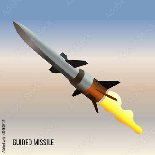 Hypersonic guided missile prototype vector illustration in trendy 3d realistic design style on matching cool background color. Suitable for various design materials.