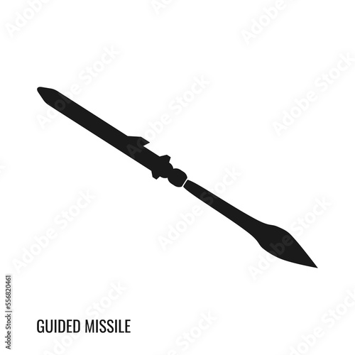 Warship Strike Missile silhouette vector icon. Illustration of modern guided missile. Suitable for various design materials.