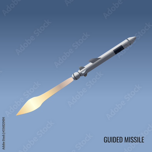 Fototapeta Naklejka Na Ścianę i Meble -  Warship missile launched vector. Illustration of modern guided missile. Suitable for various design materials.