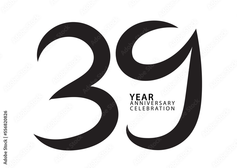 39 Year Anniversary Celebration Black Color Logotype Vector 39 Number