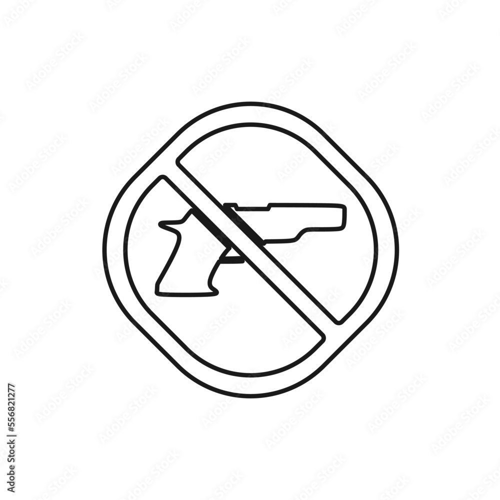 The best No Gun Sign icon vector. Prohibition symbol illustration in trendy style. Suitable for many purpose. The best No Gun Sign icon vector. Prohibition symbol illustration in trendy style. Suitable for many purpose.