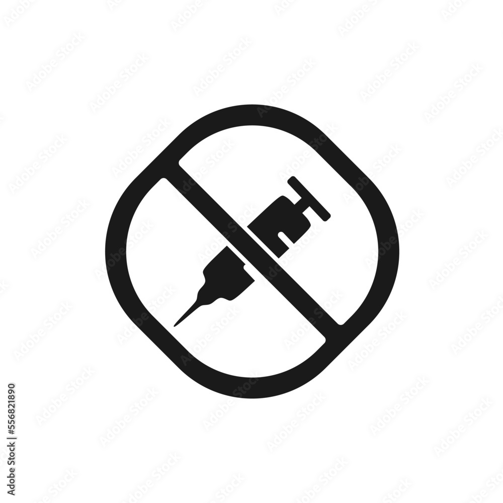 The best No Syringe Sign icon vector. Prohibition symbol illustration in trendy style. Suitable for many purpose. The best No Syringe Sign icon vector. Prohibition symbol illustration in trendy style. Suitable for many purpose.