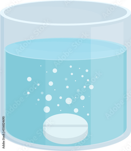 Mineral effervescent tablet icon cartoon vector. Glass vitamin. Water flavour