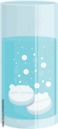 Soluble effervescent tablet icon cartoon vector. Medicine water. Powder glass