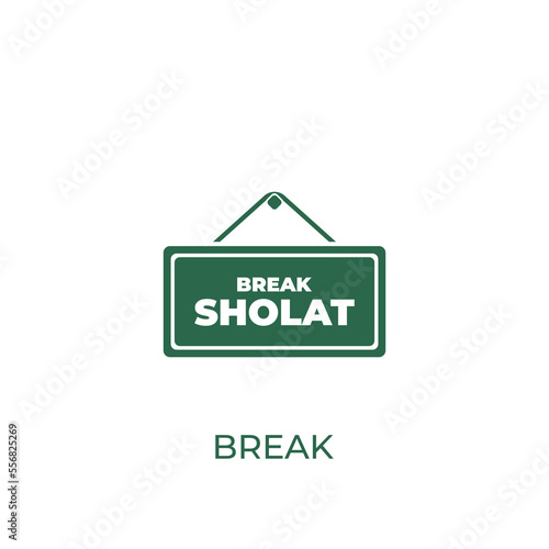 Vector illustration, prayer break sign concept icon or break sholat sign. Vector symbol design of business collection. Can be used for web and mobile.
