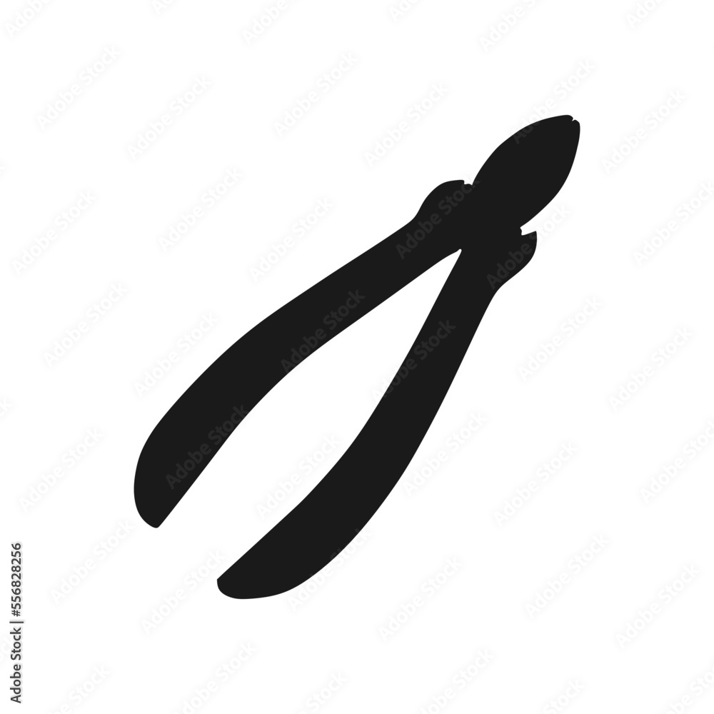 vector illustration, cutting pliers silhouette and sketch, semi realistic flat cartoon design style. vector illustration, cutting pliers silhouette and sketch, semi realistic flat cartoon design style.