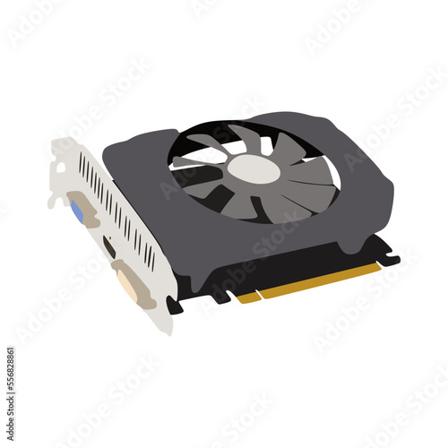 vector illustration, entry level class computer graphics card, flat cartoon design style.