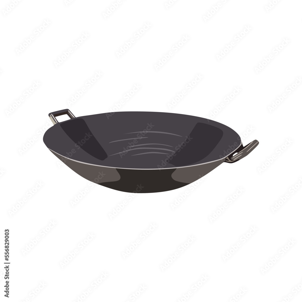 Vector illustration of traditional frying pan or wok, in trendy flat  cartoon design style, isolated on white background. Editable graphic  resources for many purposes. Stock Vector | Adobe Stock