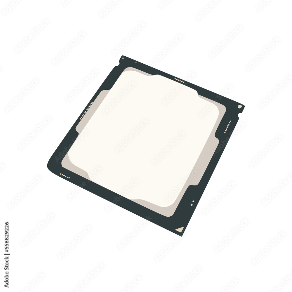 vector illustration, seventh generation computer processor, semi realistic flat cartoon design style. vector illustration, seventh generation computer processor, semi realistic flat cartoon design style.