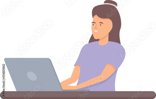 Girl programming icon cartoon vector. Computer technology. Classroom education