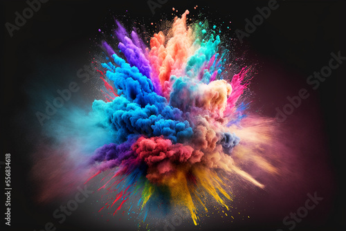 Vividly colored powder explosion, generative ai artwork