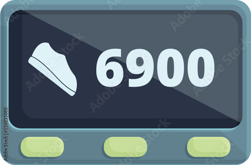 Pedometer monitor icon cartoon vector. Sport app. Step device
