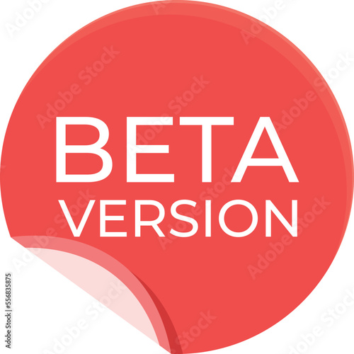 Red beta version icon cartoon vector. Digital program. Time data