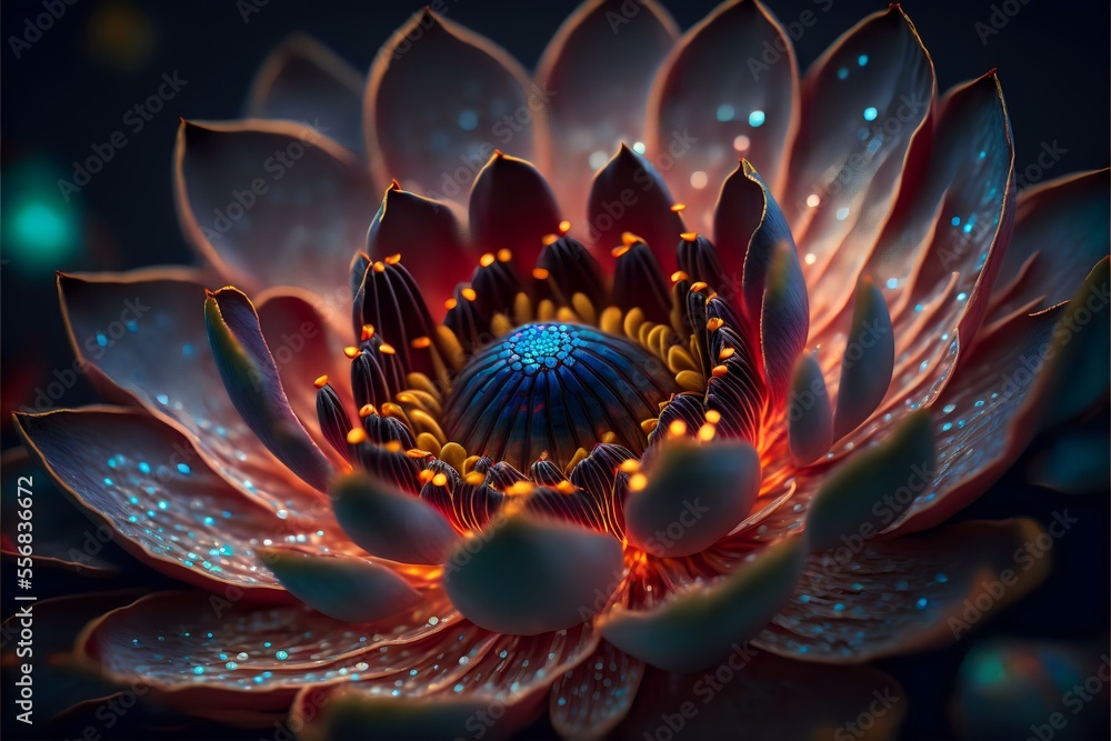 lotus flower with psychic waves emanating from the centre, REALISTIC (AI Generated) - obrazy, fototapety, plakaty 