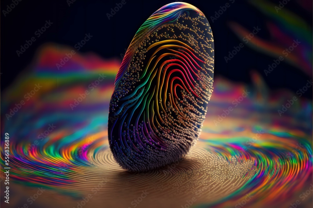 psychic wave pattern emanating from a fingerprint (AI Generated) - obrazy, fototapety, plakaty 