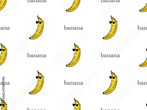 Photography Banana cartoon character seamless pattern on white background