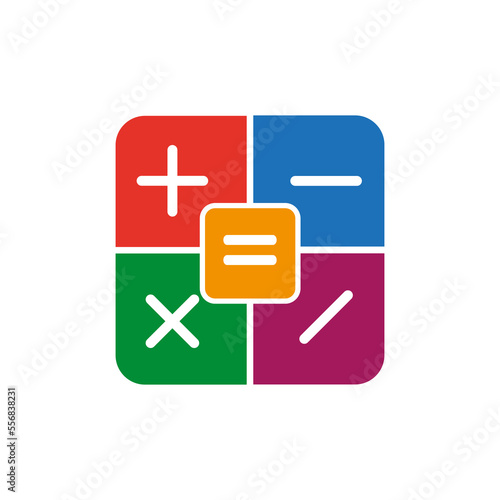 Mathematical signs colored squares. Vector illustration. stock image.