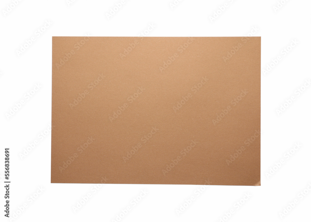 Empty kraft paper sheet isolated on white, top view